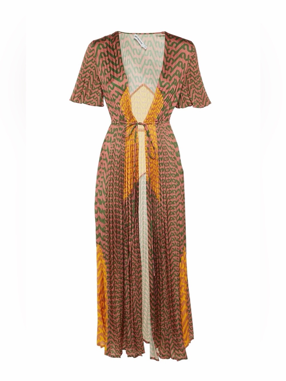 Self- Portrait Printed Plissé Maxi Dress/Cover-up